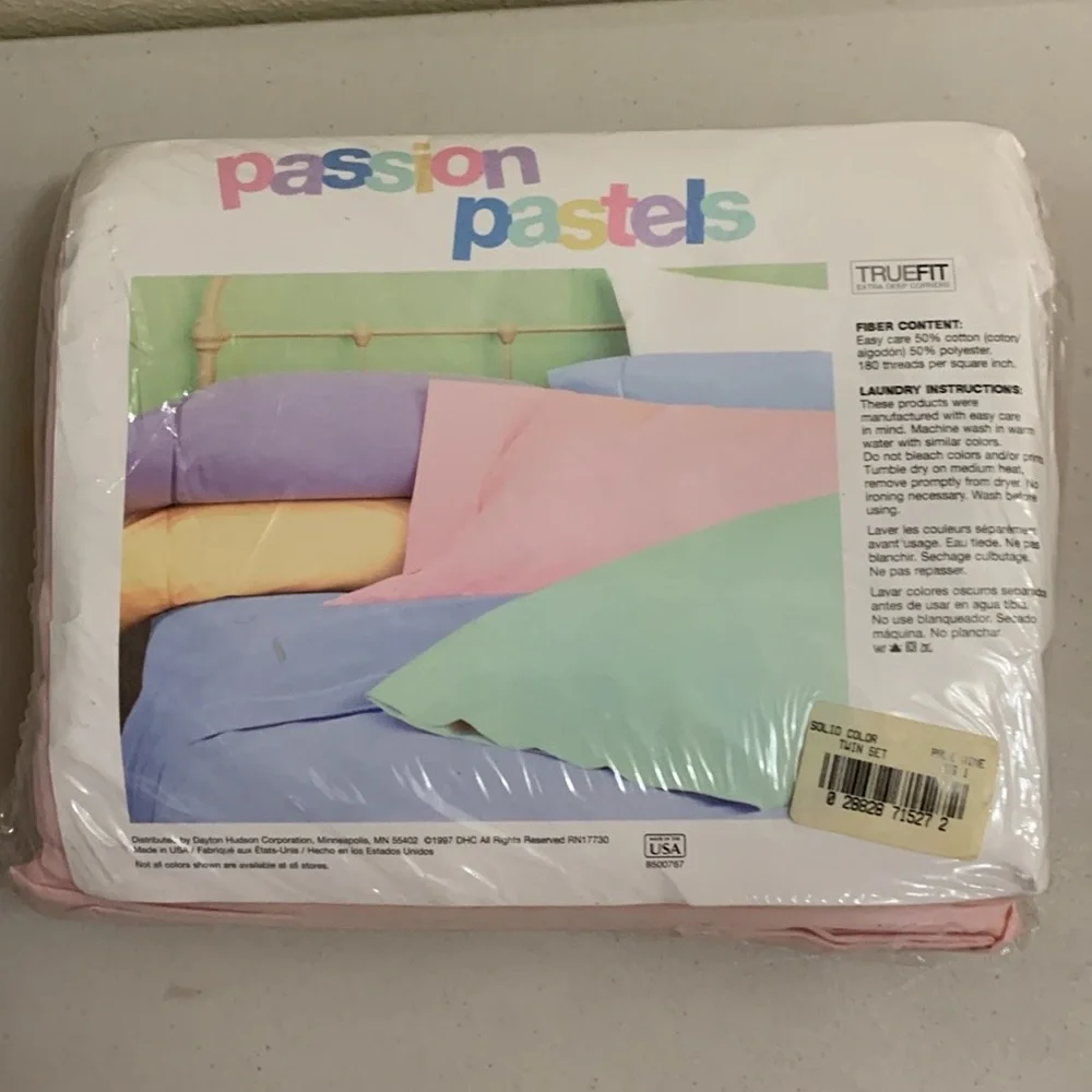 Vintage 1997 Passion Pastels Pink Twin Sheet Set New Sherbert Dayton Hudson Co.